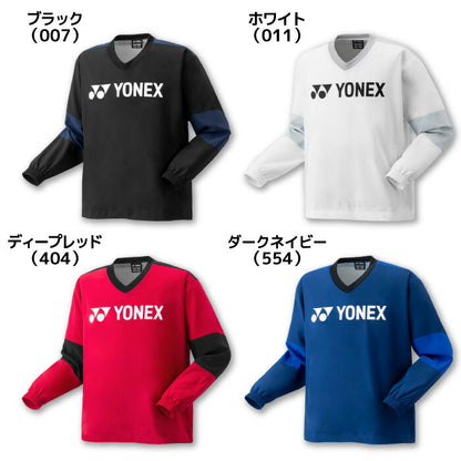 25fwヨネックスYONEX32039ユニ裏地付VブレーカーテニスウェアアウターユニセックスUVカット制電冬Vネック