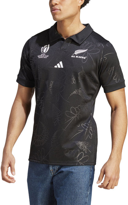 アディダスadidasDCF10MRUGBYALLBLACKSRWCホームレプリカジャージブラックHZ9776ラグビージャージラガーシャツTシャツポロシャツユニフォームオールブラックス大きいサイズフィット2023リサイクル素材フランス大会
