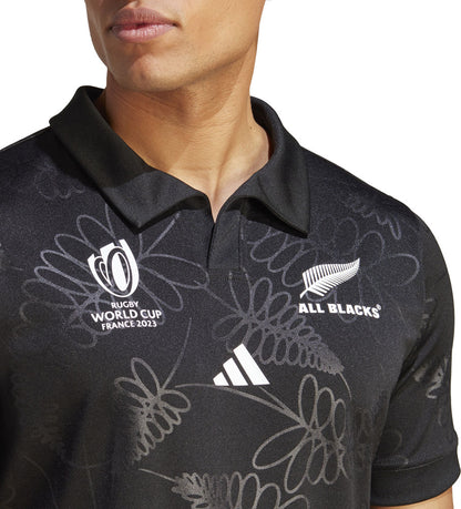 アディダスadidasDCF10MRUGBYALLBLACKSRWCホームレプリカジャージブラックHZ9776ラグビージャージラガーシャツTシャツポロシャツユニフォームオールブラックス大きいサイズフィット2023リサイクル素材フランス大会