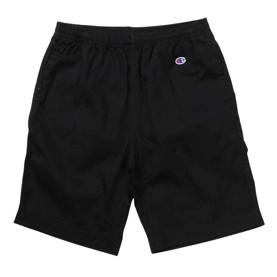 チャンピオンCHAMPIONC3-X520CASUALWEARPANTSSHORTSブラックショーツズボンパンツハーフパンツ半パン短パンショートパンツ短い綿コットンロゴ刺繍ウエスト伸縮性ポケット部活クラブ練習着移動着学校スクールワンポイント