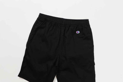 チャンピオンCHAMPIONC3-X520CASUALWEARPANTSSHORTSブラックショーツズボンパンツハーフパンツ半パン短パンショートパンツ短い綿コットンロゴ刺繍ウエスト伸縮性ポケット部活クラブ練習着移動着学校スクールワンポイント