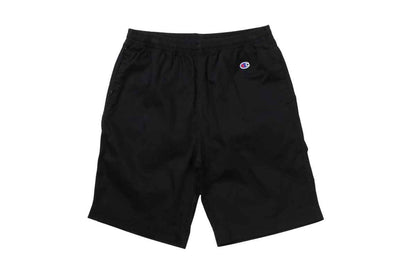 チャンピオンCHAMPIONC3-X520CASUALWEARPANTSSHORTSブラックショーツズボンパンツハーフパンツ半パン短パンショートパンツ短い綿コットンロゴ刺繍ウエスト伸縮性ポケット部活クラブ練習着移動着学校スクールワンポイント