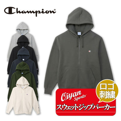 25fwチャンピオンCHAMPIONC3-Y140ZIPHOODEDSWEATスウェットトップスフードパーカージッパーロゴ刺繍ユニセックス裏起毛春夏秋冬暖かいあったか