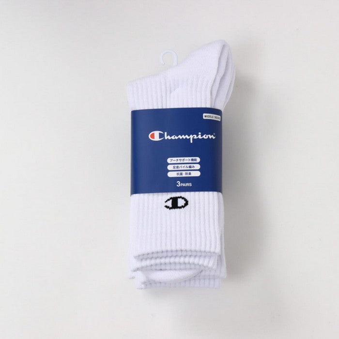 25fwチャンピオンCHAMPIONC3-ZB722S3PMIDDLESOCKS【3足組】ミドルソックスソックス靴下抗菌防臭運動スポーツ普段アーチサポートクッション性