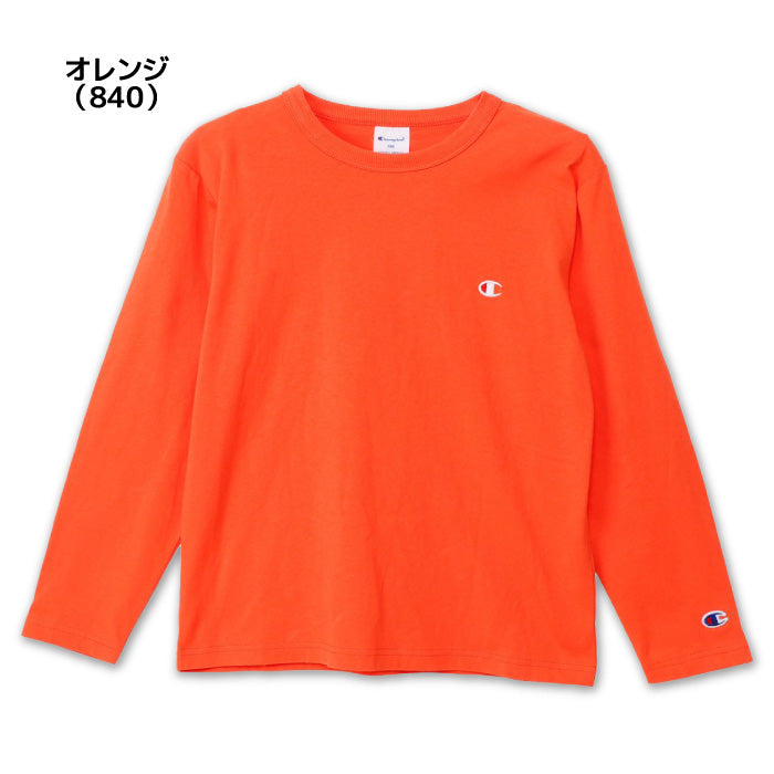 26fw チャンピオン CHAMPION CK-E401 LONG SLEEVE T-SHIRT キッズ 長袖Tシャツ ロンT 綿100% 子供服 刺繍ロゴ