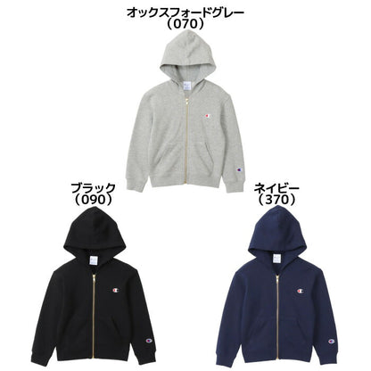 25fwチャンピオンCHAMPIONCK-Y102ZIPHOODEDSWEATスウェットシャツフードジップトップスキッズジュニア子供カジュアルシンプル冬