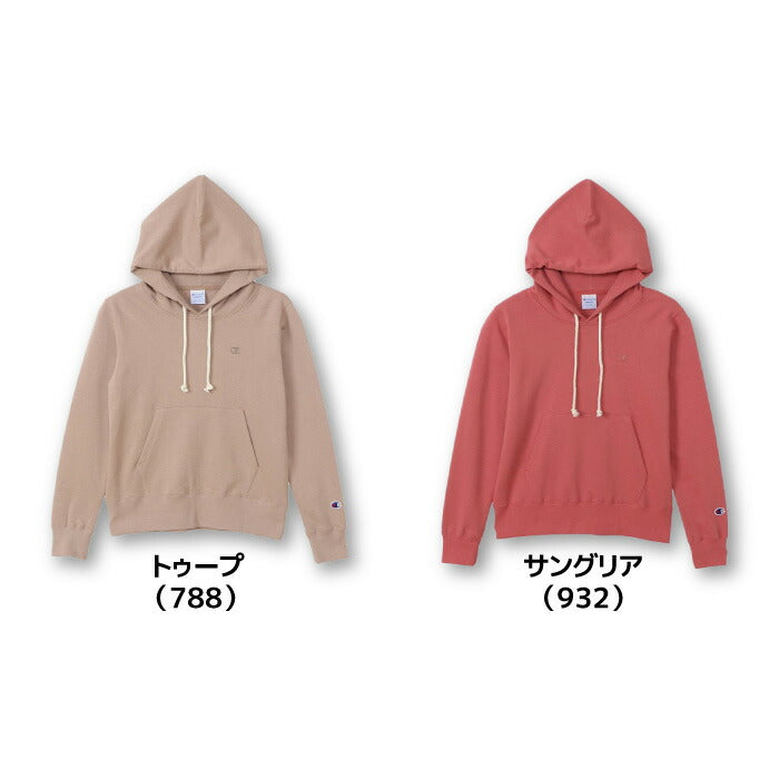 25ssチャンピオンCHAMPIONCW-Y107HOODEDSWEATSHIRトップススウェットパーカーフーディプルオーバー長袖ロゴ刺繍リラックスジムトレーニングトレーニングウェアレディースウィメンズカジュアル普段着部活運動フードスポーツタウンウェア可愛い