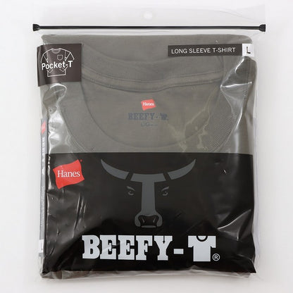 25FWヘインズHANESH5196L/SPOCKETT-SHIRTビーフィーTシャツ長そで長袖ポケットシンプルオシャレ快適