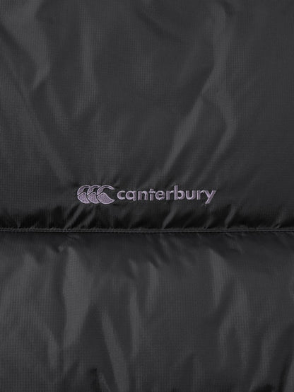 24fwカンタベリーCANTERBURYRG74510DOWNSIDELINECOATベンチコートダウンダウンジャケットダウンコートアウター寒さ対策防寒保温防風撥水羽毛耐久性チーム部活クラブ中学高校大学通勤通学フードブラック黒ラグビーロング