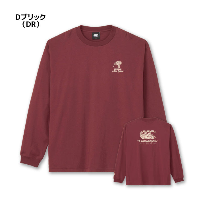 26fw カンタベリー CANTERBURY RSU42659 L/S TEE PTN LOGO 長袖Tシャツ ロゴ オーガニックコットン